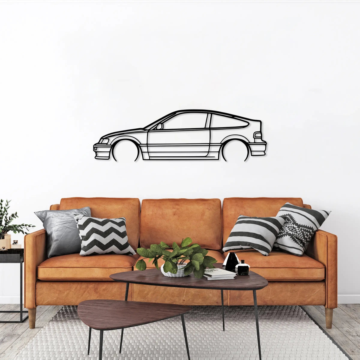 1990 Civic Hatchback Car Metal Silhouette Art - BrossHome Metal Wall Art
