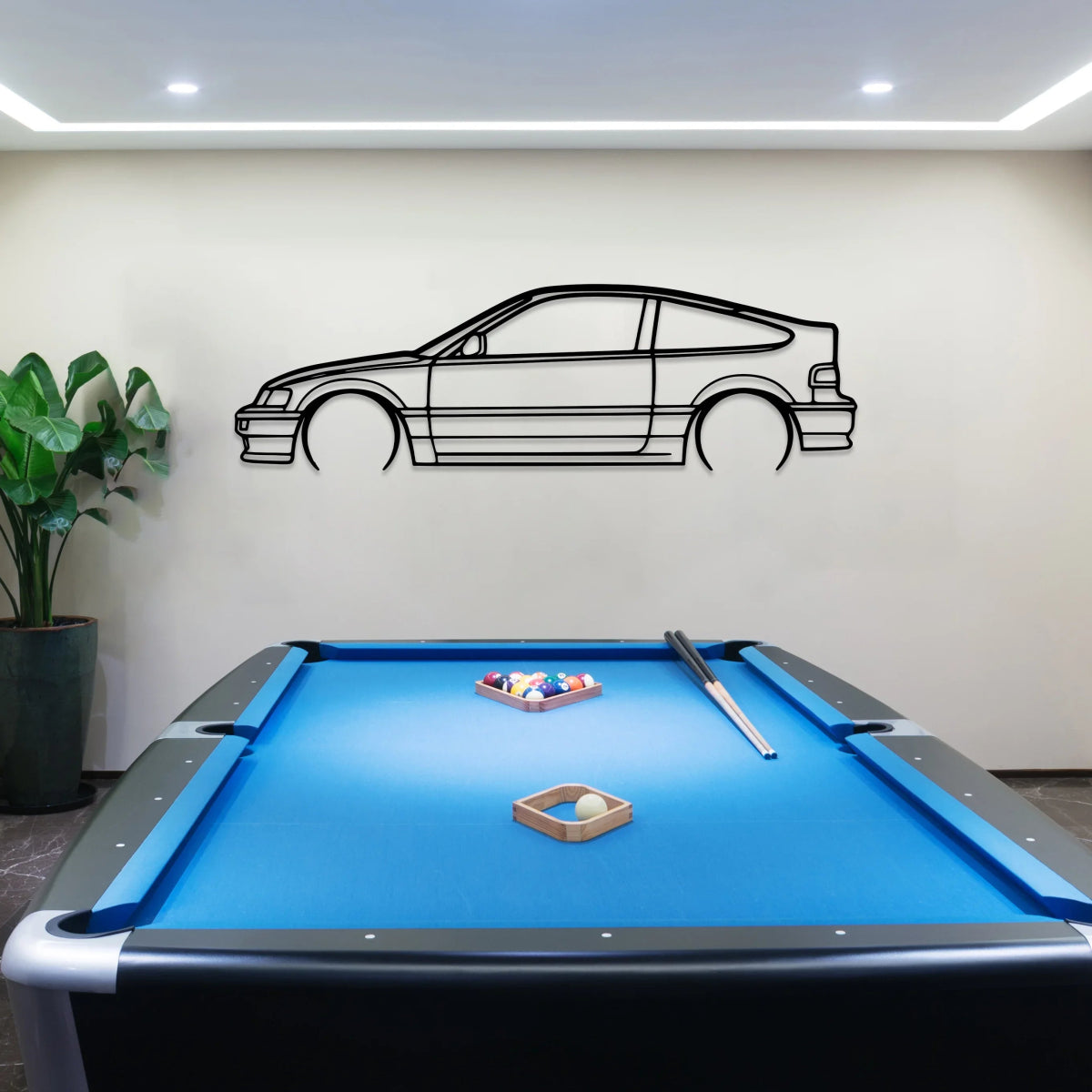 1990 Civic Hatchback Car Metal Silhouette Art - BrossHome Metal Wall Art