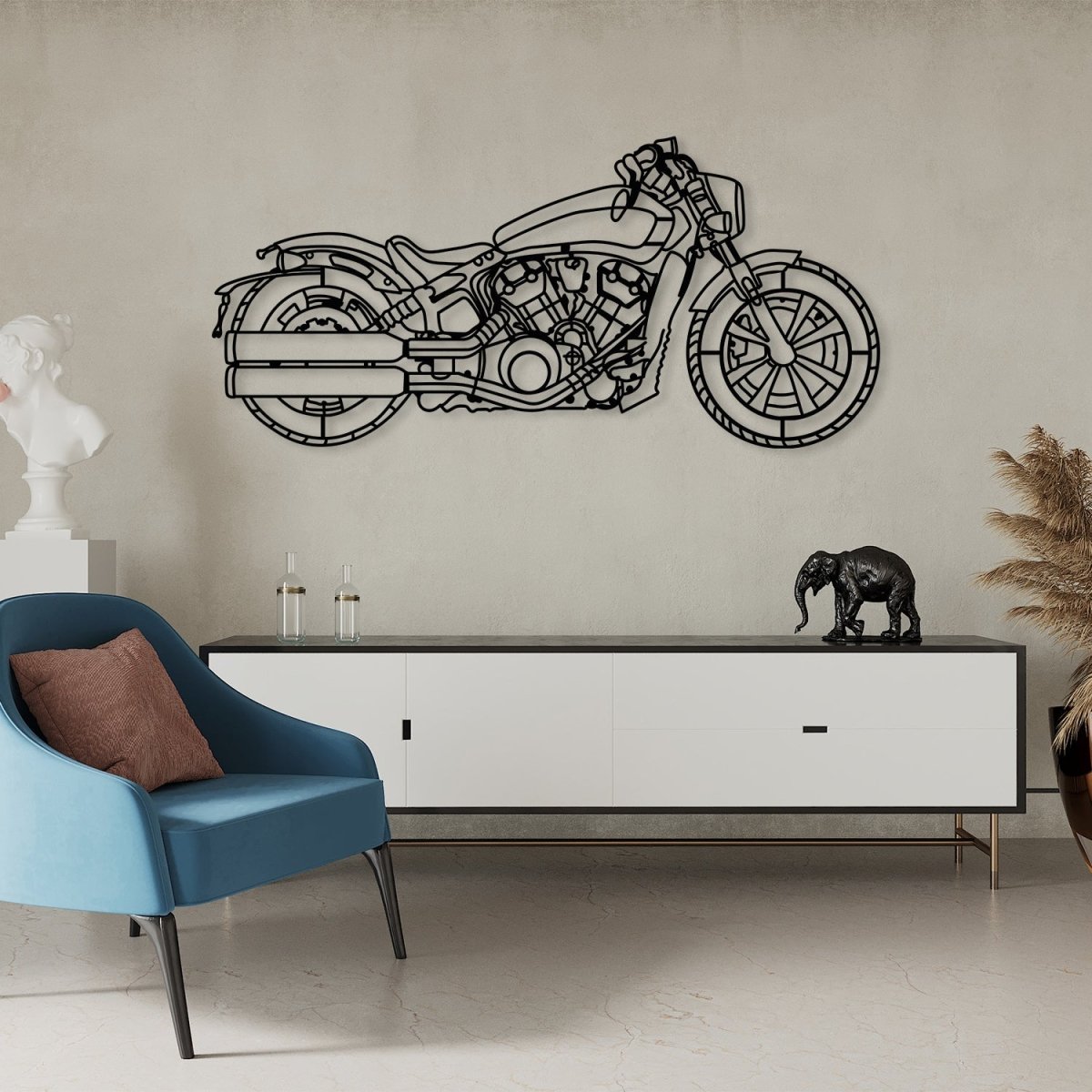 2021 Scout Bobber Metal Motorcycle Silhouette Wall Art - BrossHome Metal Wall Art