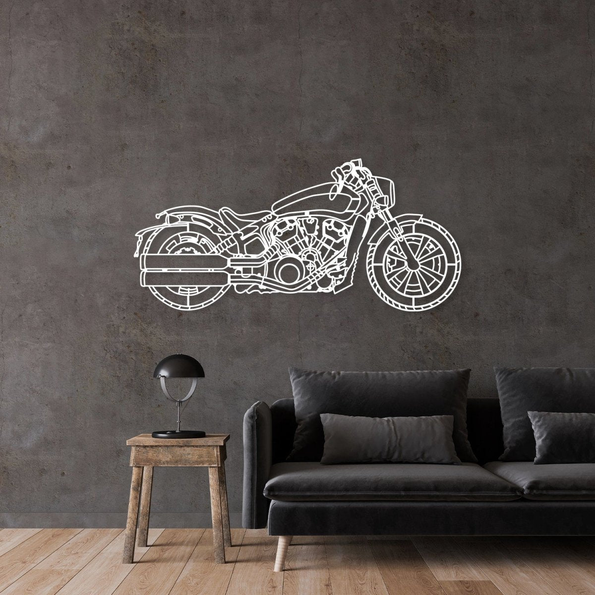 2021 Scout Bobber Metal Motorcycle Silhouette Wall Art - BrossHome Metal Wall Art