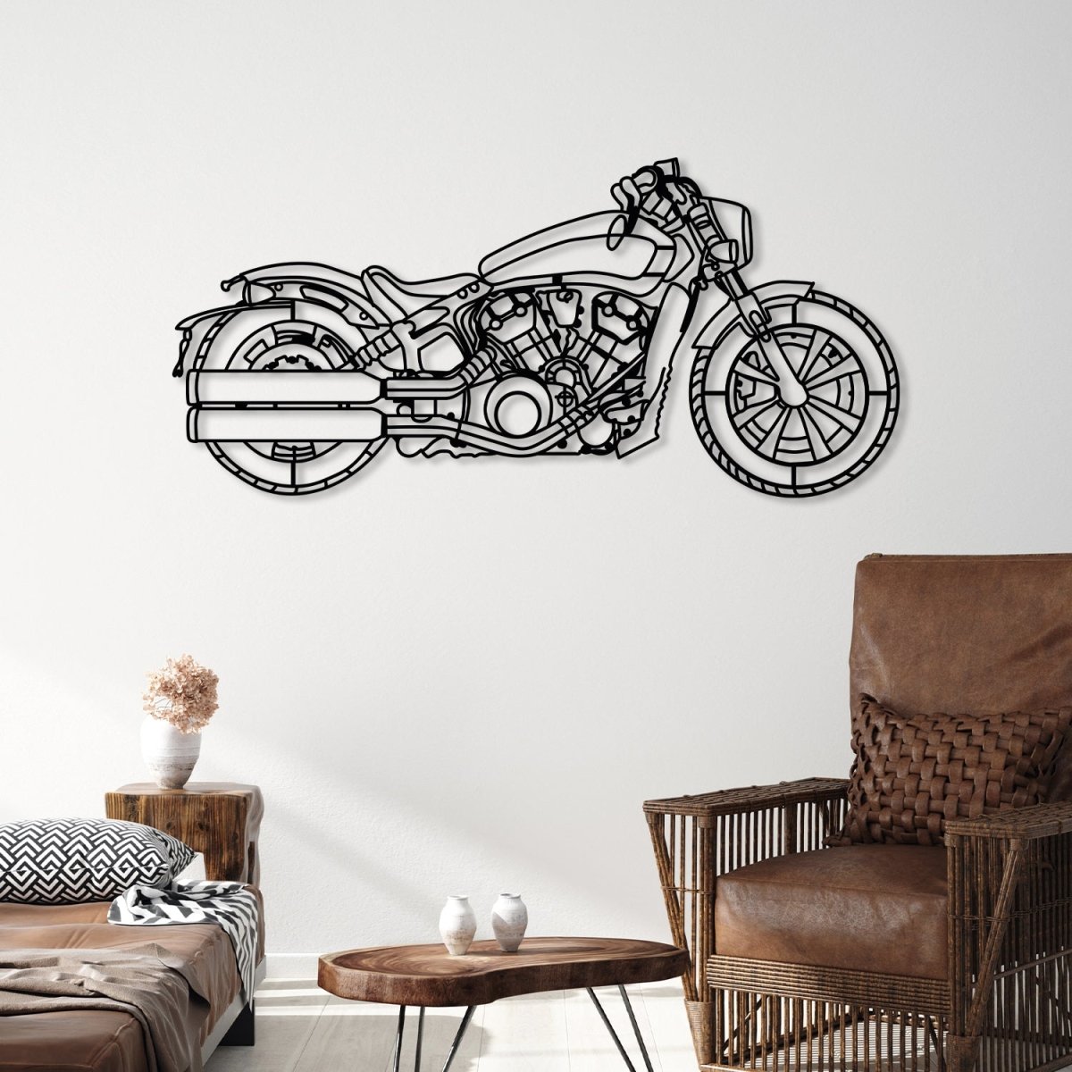 2021 Scout Bobber Metal Motorcycle Silhouette Wall Art - BrossHome Metal Wall Art