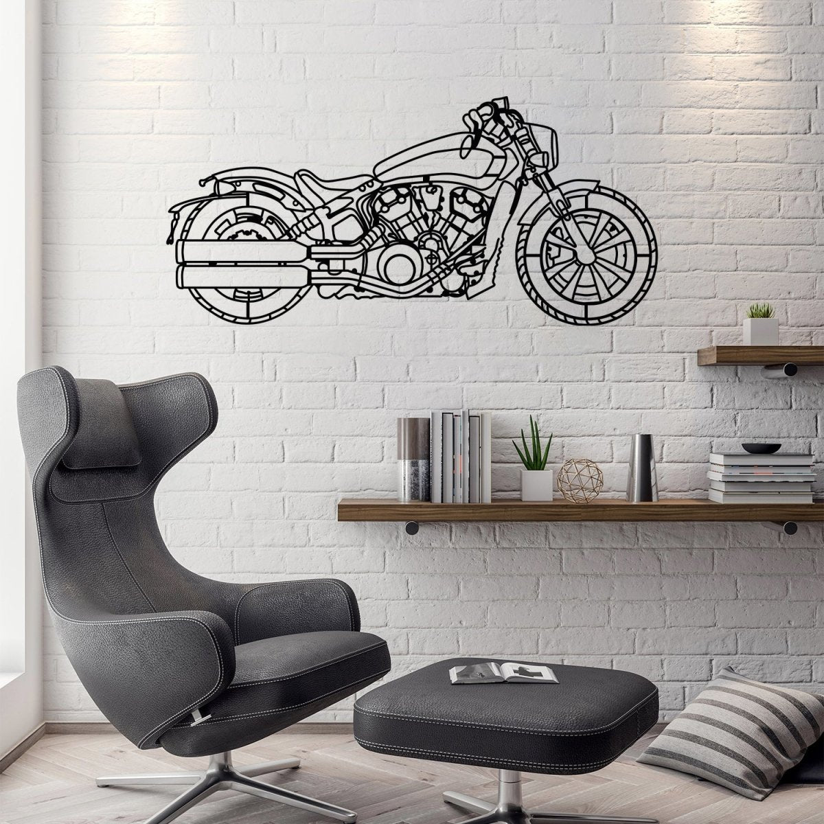 2021 Scout Bobber Metal Motorcycle Silhouette Wall Art - BrossHome Metal Wall Art