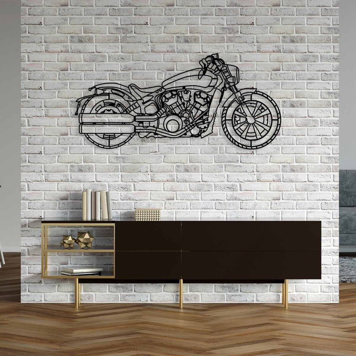 2021 Scout Bobber Metal Motorcycle Silhouette Wall Art - BrossHome Metal Wall Art