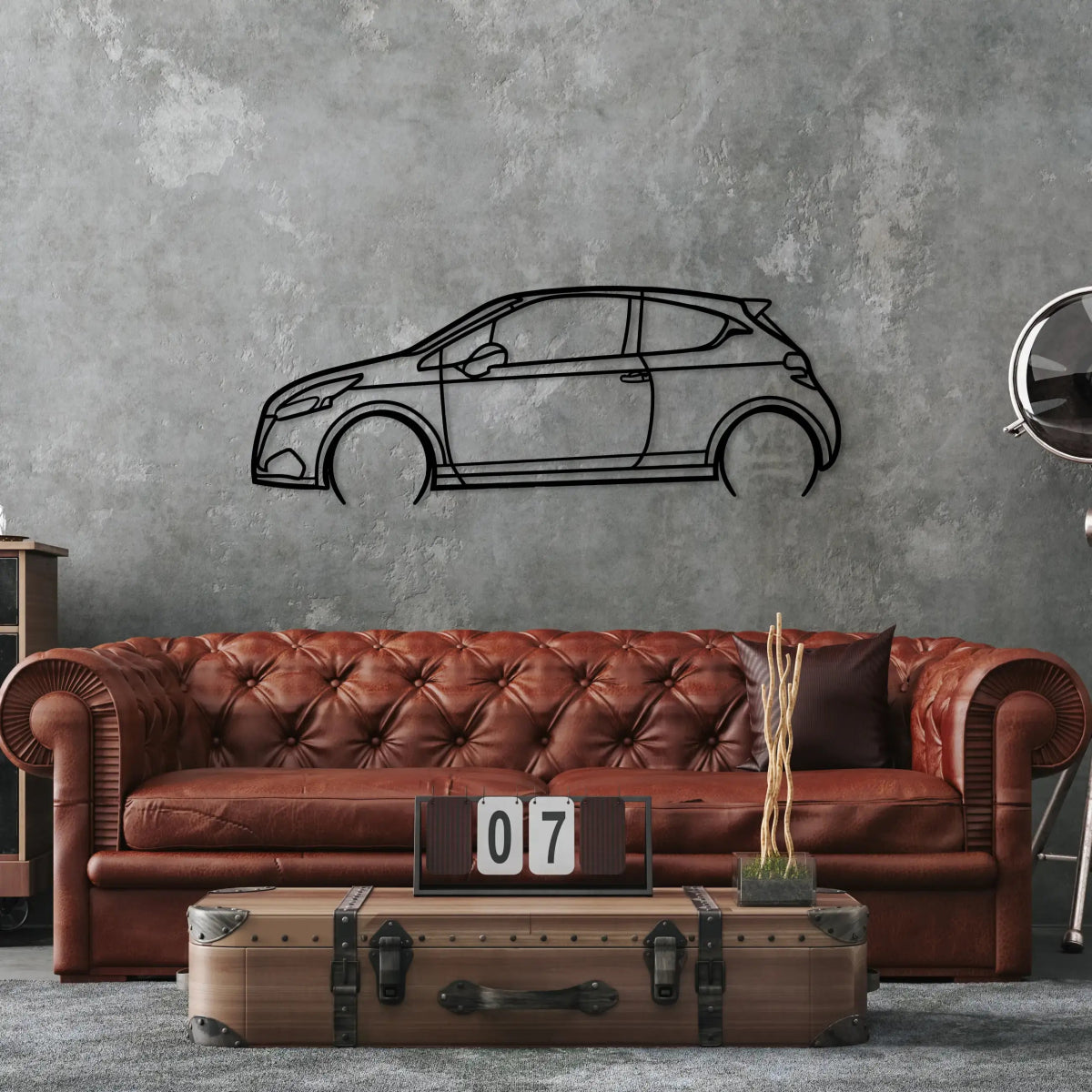 208 Gti Sport Car Silhouette Wall Art - BrossHome Metal Wall Art