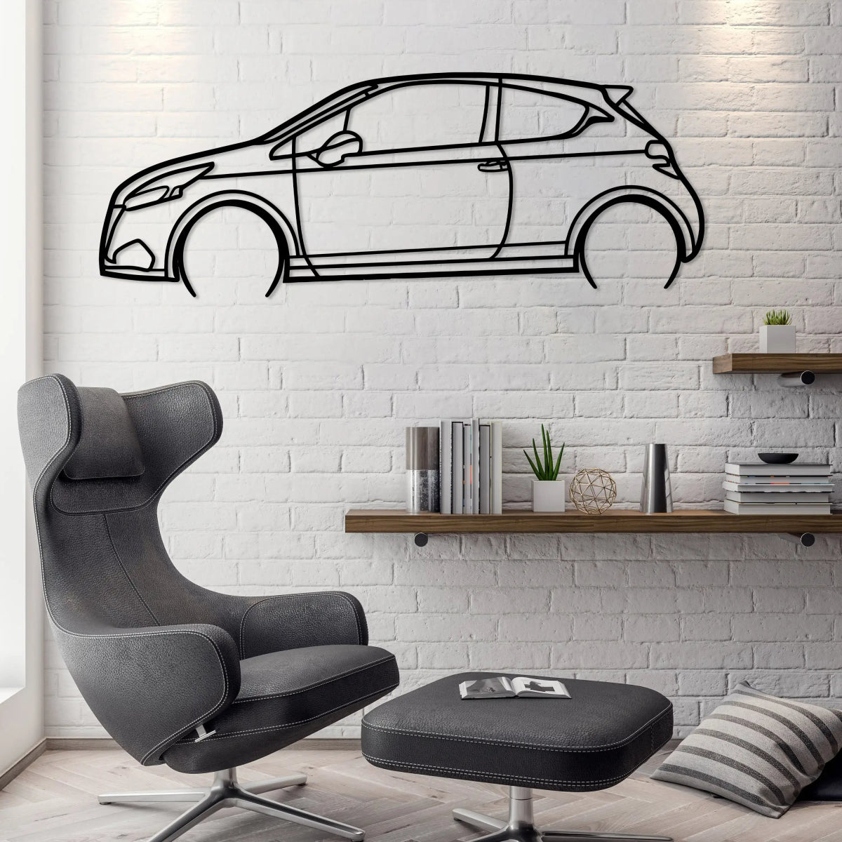208 Gti Sport Car Silhouette Wall Art - BrossHome Metal Wall Art