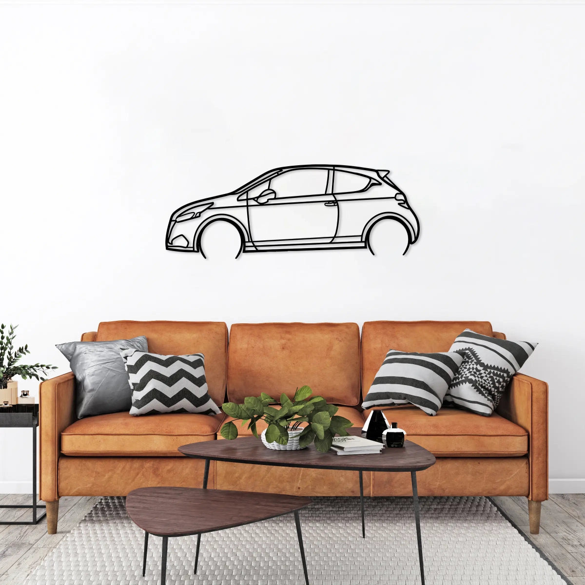 208 Gti Sport Car Silhouette Wall Art - BrossHome Metal Wall Art