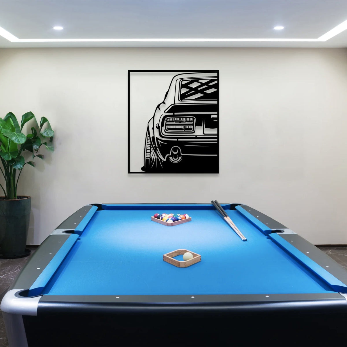 240Z Car Silhouette Metal Wall Art (The Back View) - BrossHome Metal Wall Art