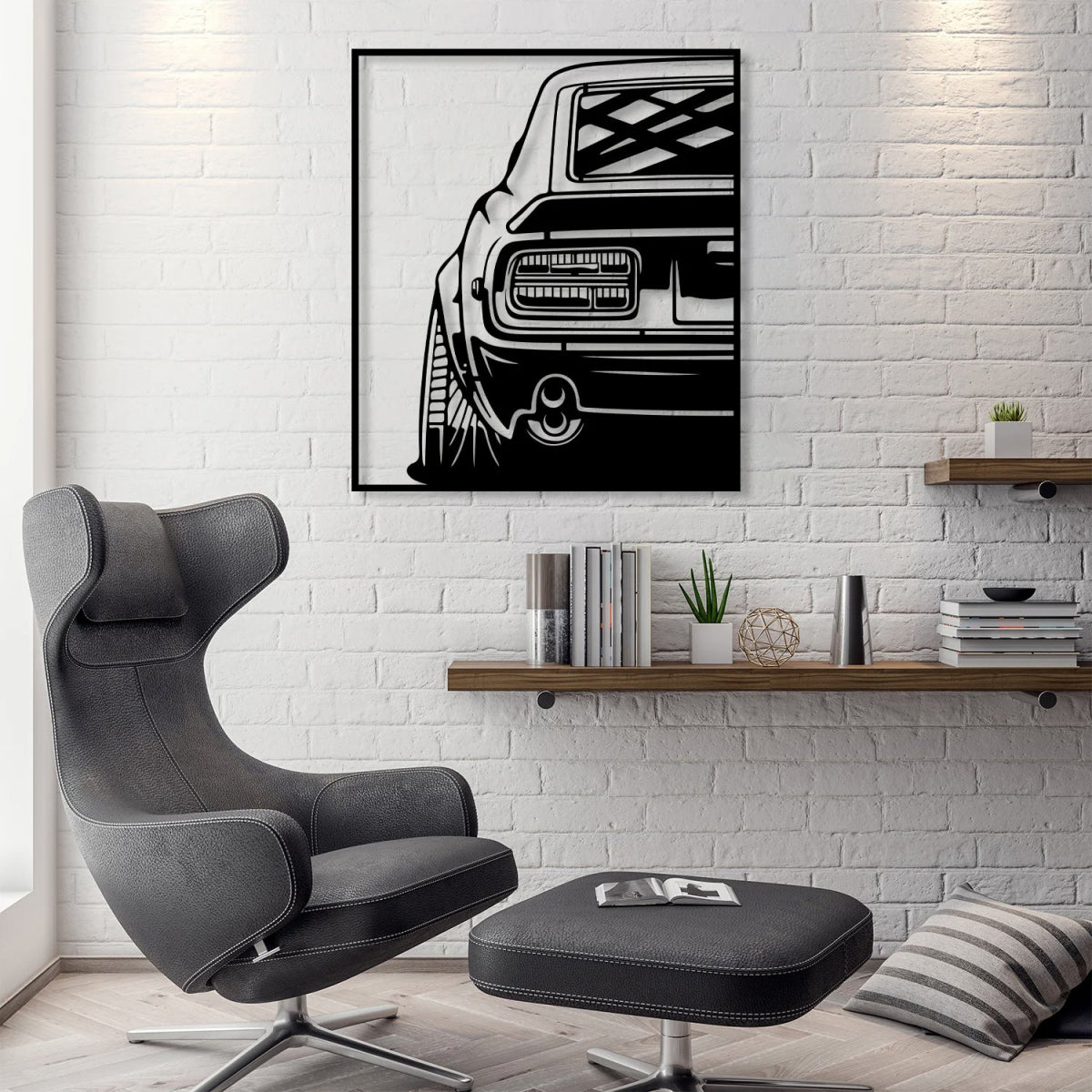 240Z Car Silhouette Metal Wall Art (The Back View) - BrossHome Metal Wall Art