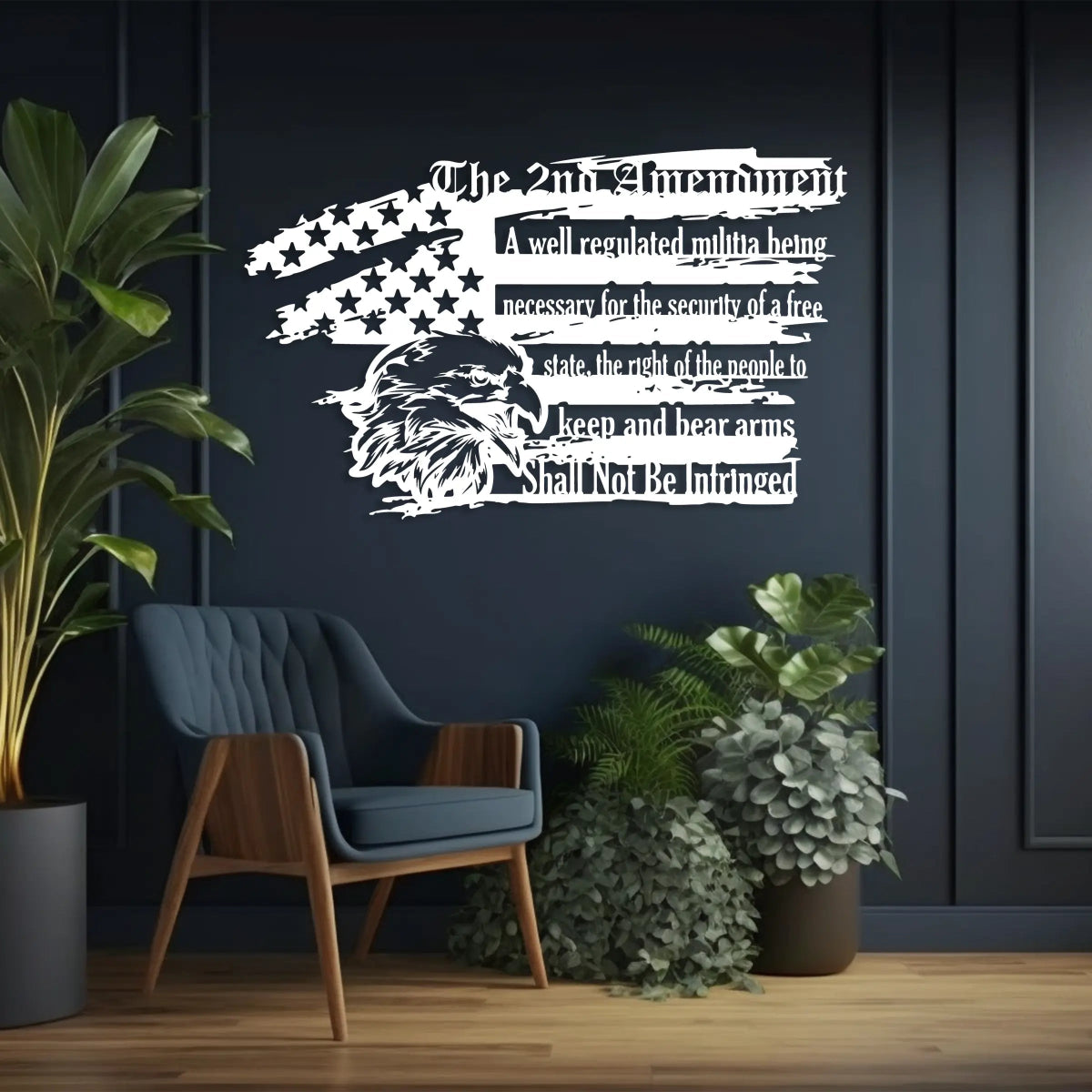 2nd Amendment Patriotic Metal Wall Art for Home & Garage - BrossHome Metal Wall Art