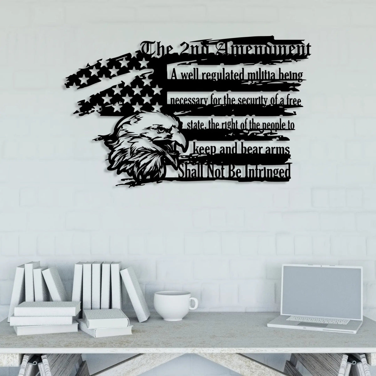 2nd Amendment Patriotic Metal Wall Art for Home & Garage - BrossHome Metal Wall Art