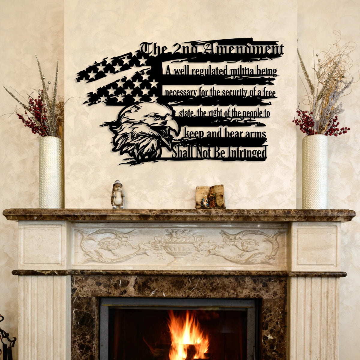 2nd Amendment Patriotic Metal Wall Art for Home & Garage - BrossHome Metal Wall Art