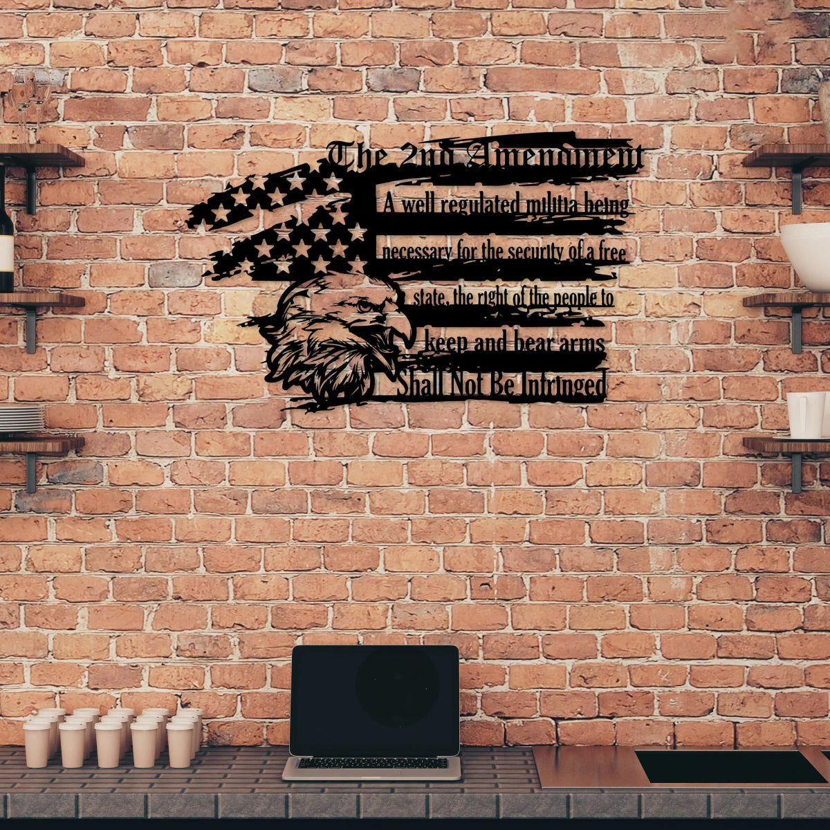 2nd Amendment Patriotic Metal Wall Art for Home & Garage - BrossHome Metal Wall Art
