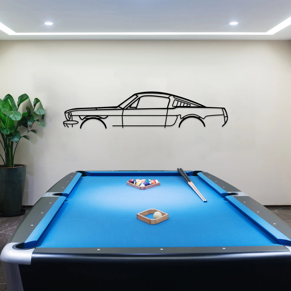 66 Mustang Fastback Silhouette Wall Art - BrossHome Metal Wall Art