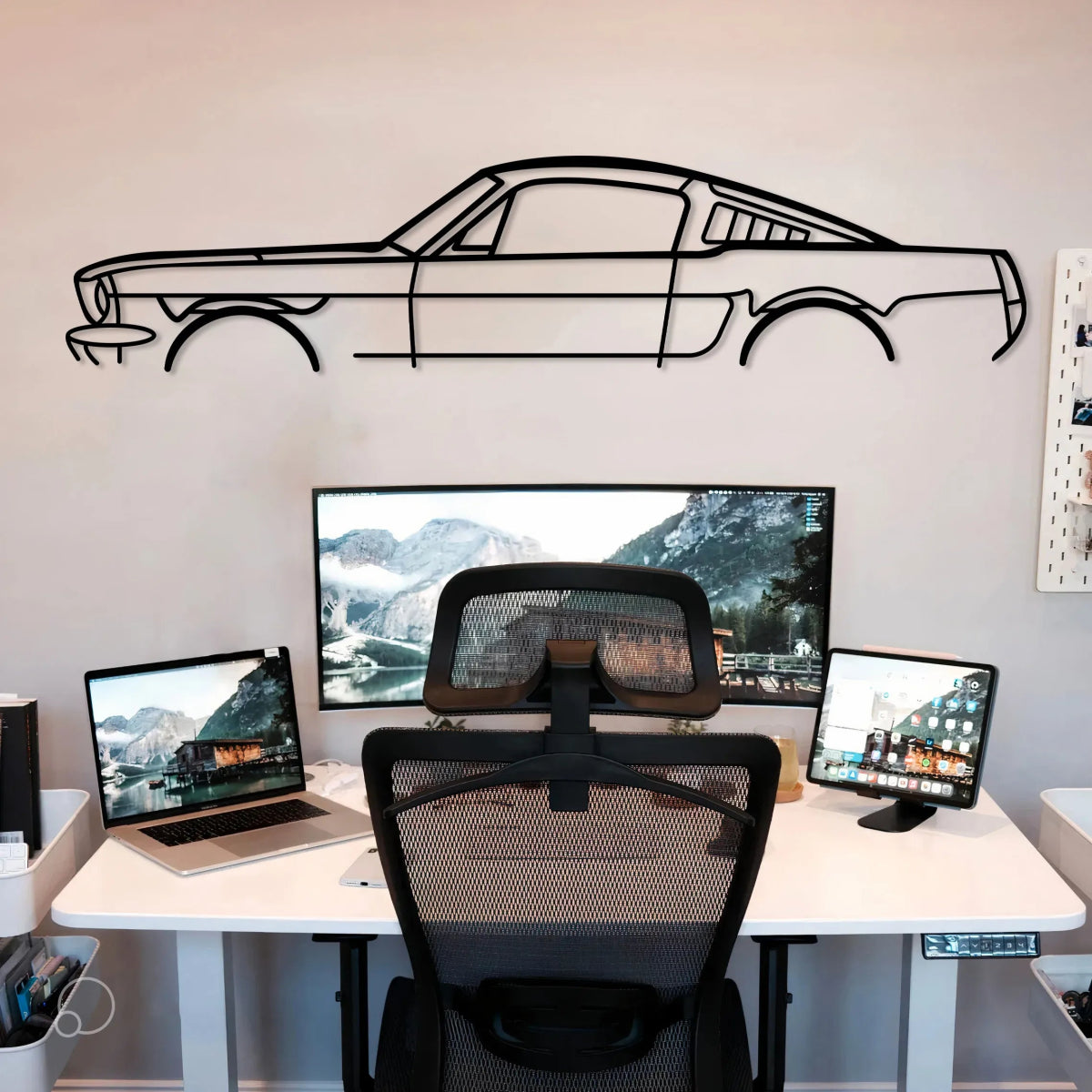 66 Mustang Fastback Silhouette Wall Art - BrossHome Metal Wall Art