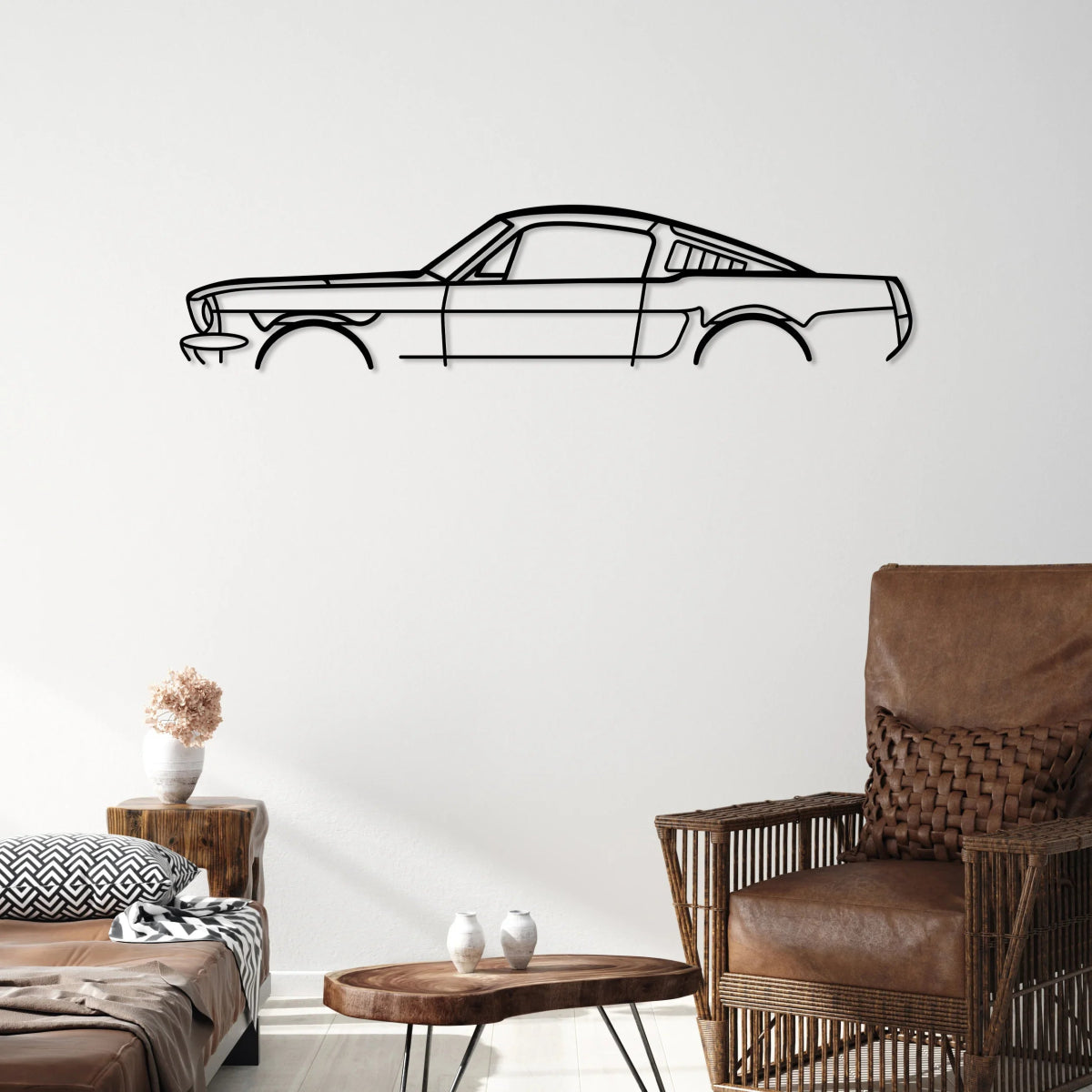 66 Mustang Fastback Silhouette Wall Art - BrossHome Metal Wall Art