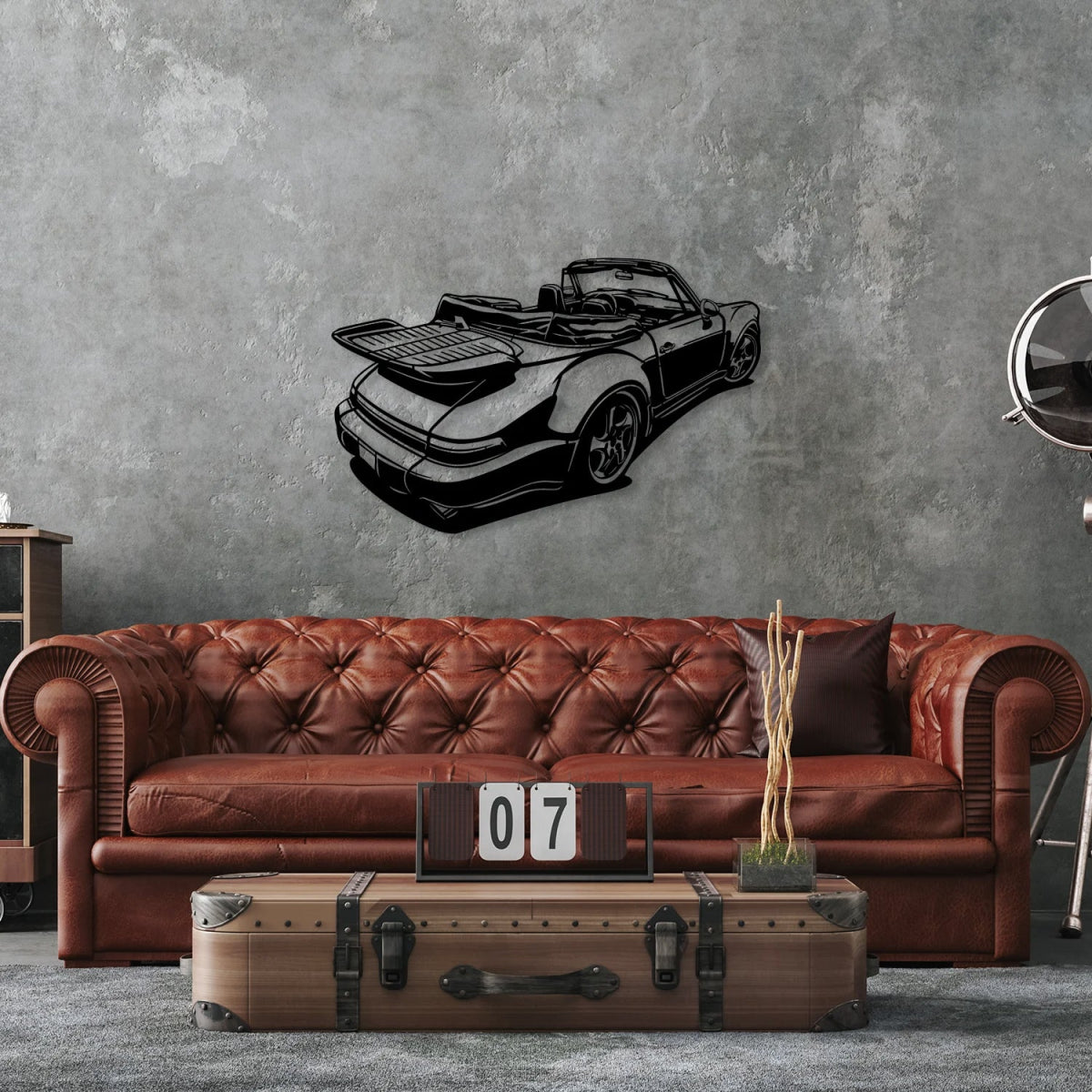 911 Convertible Cabrio Silhouette Metal Wall Art - BrossHome Metal Wall Art