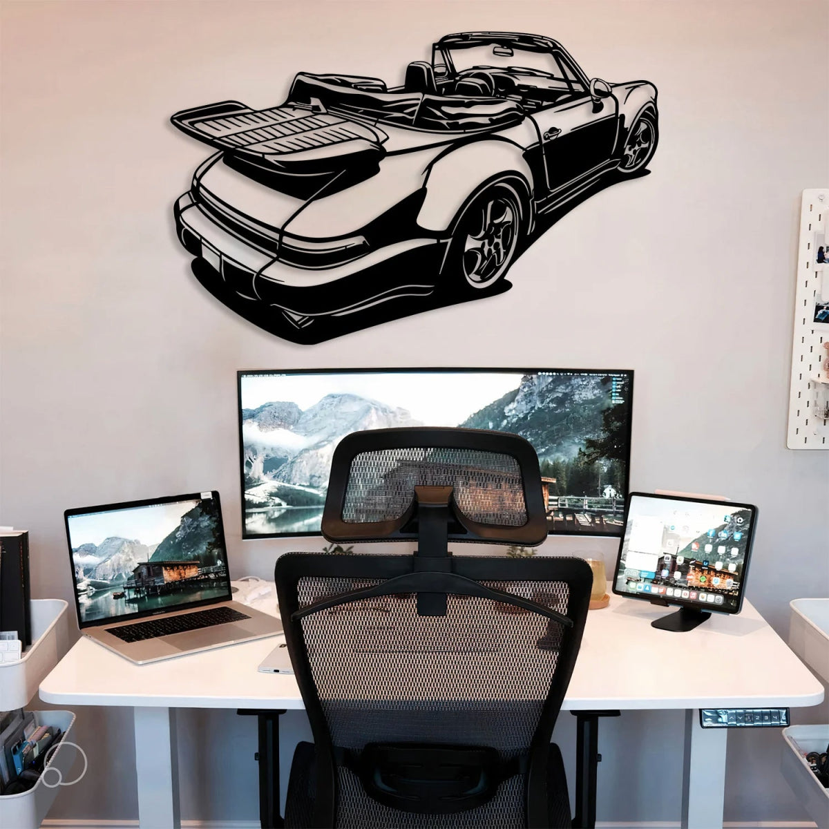 911 Convertible Cabrio Silhouette Metal Wall Art - BrossHome Metal Wall Art