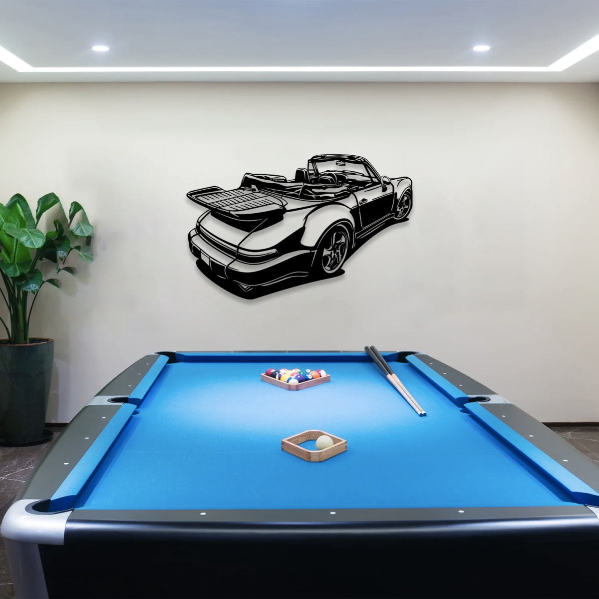 911 Convertible Cabrio Silhouette Metal Wall Art - BrossHome Metal Wall Art