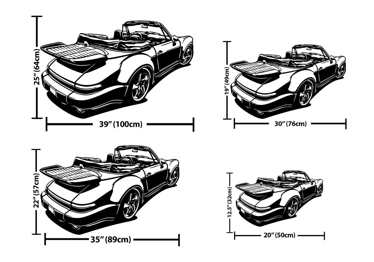 911 Convertible Cabrio Silhouette Metal Wall Art - BrossHome Metal Wall Art