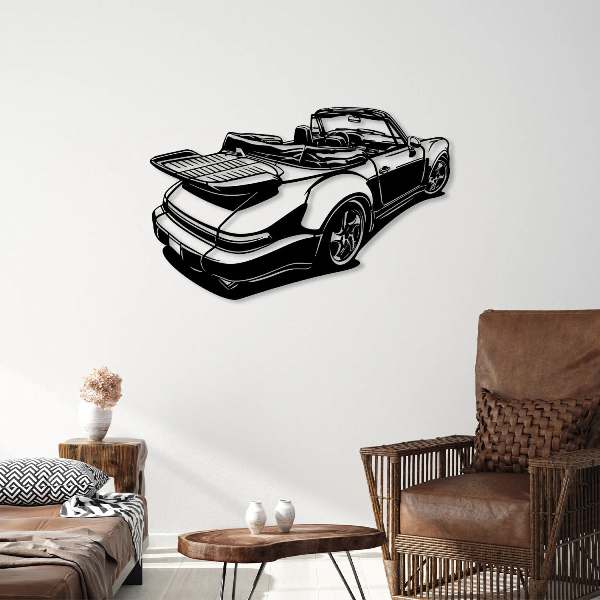 911 Convertible Cabrio Silhouette Metal Wall Art - BrossHome Metal Wall Art