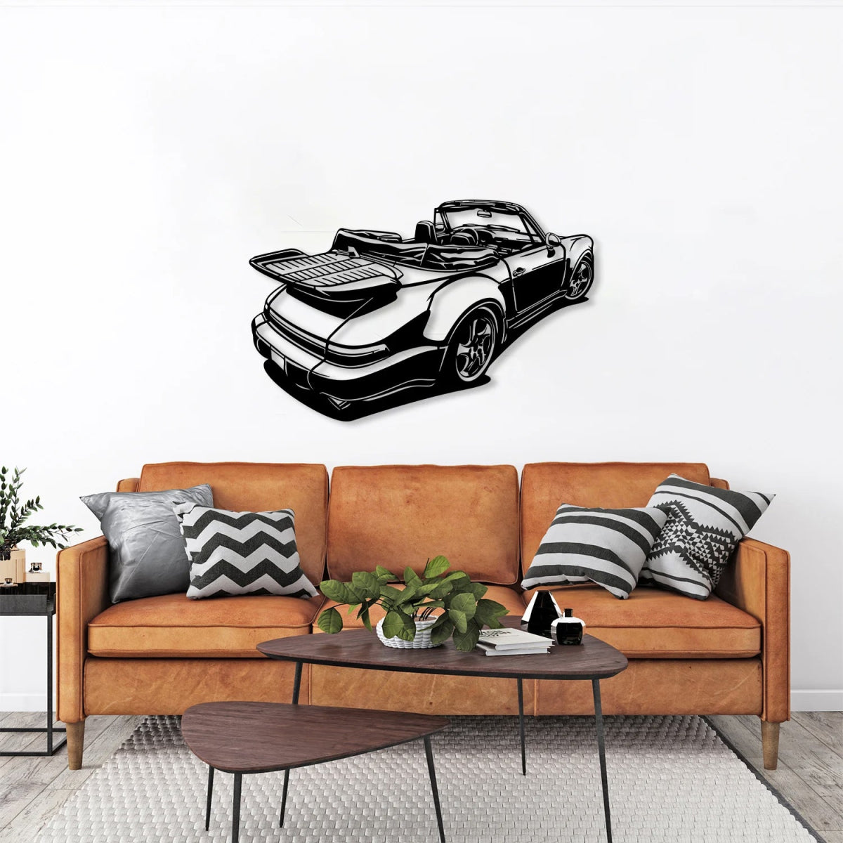 911 Convertible Cabrio Silhouette Metal Wall Art - BrossHome Metal Wall Art