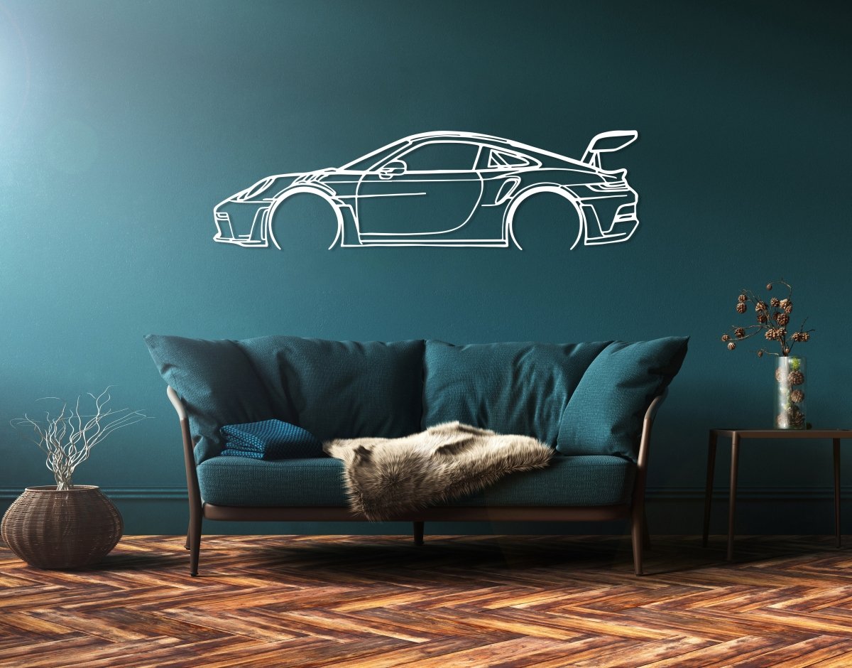 911 GT3 RS 992 - Metal Car Silhouette Wall Art - BrossHome Metal Wall Art