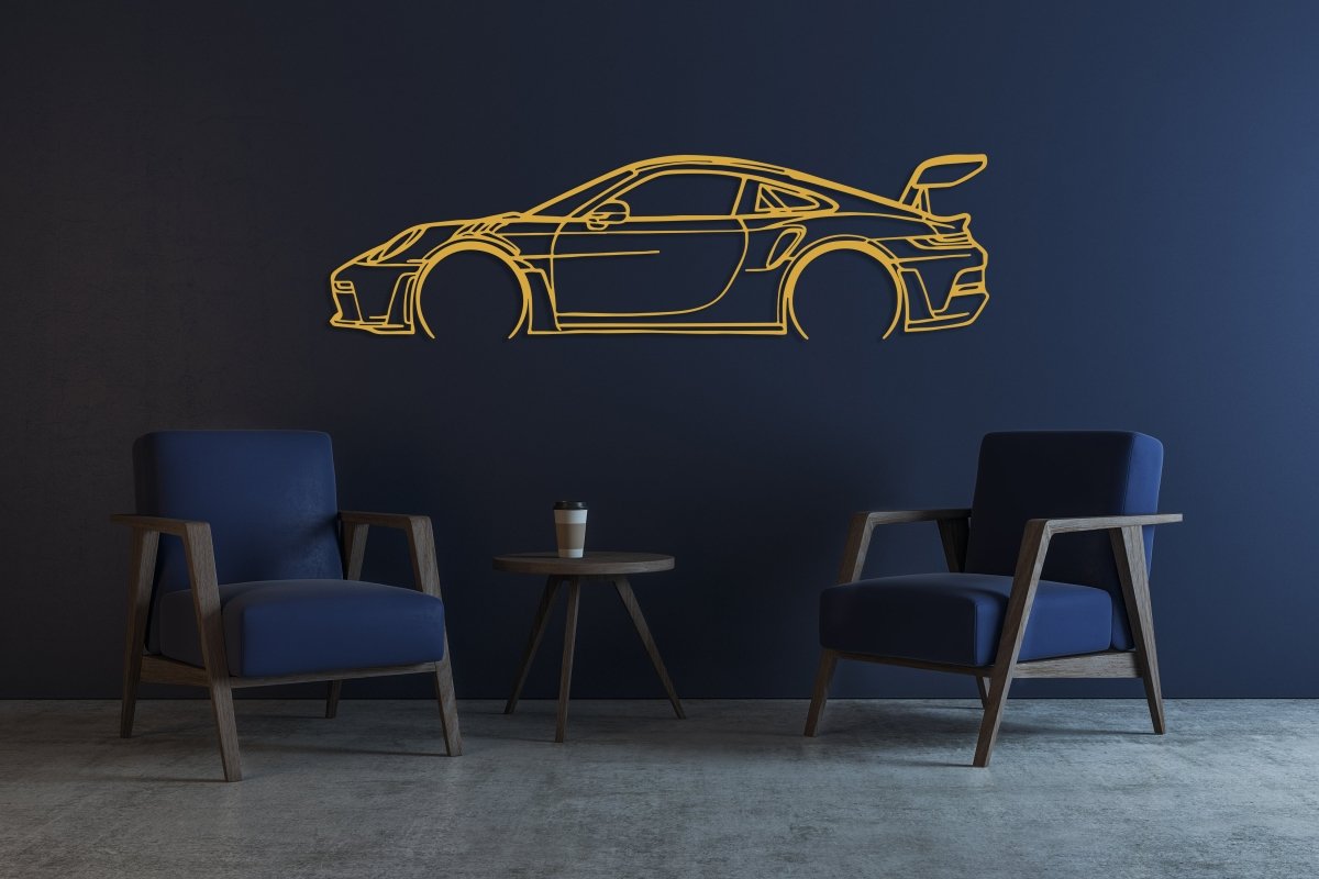 911 GT3 RS 992 - Metal Car Silhouette Wall Art - BrossHome Metal Wall Art