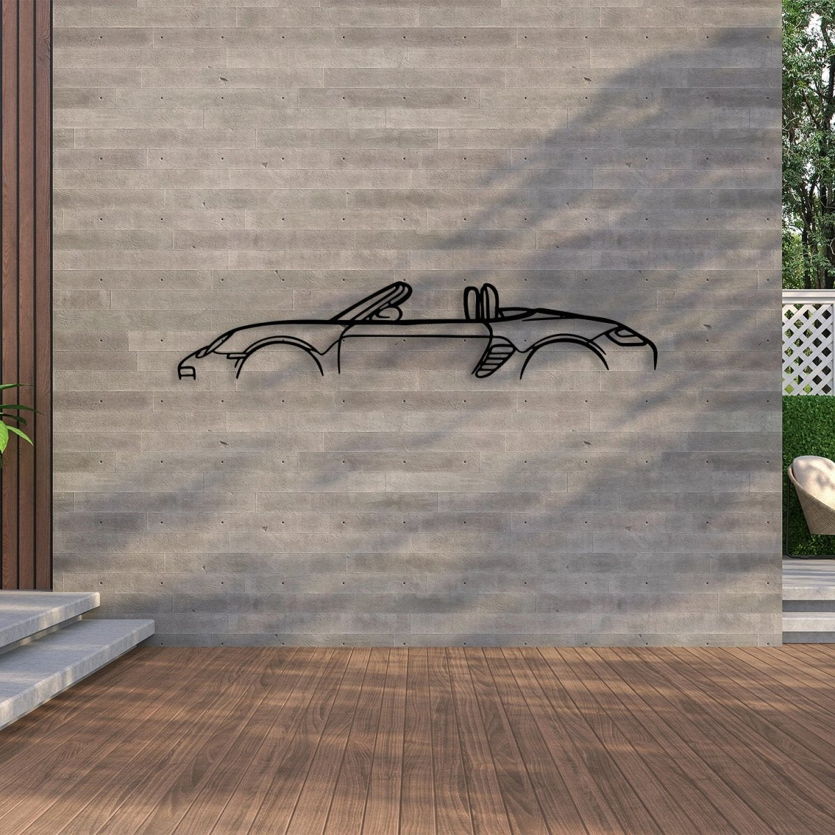 987 Boxster Metal Car Silhouette for Wall - BrossHome Metal Wall Art