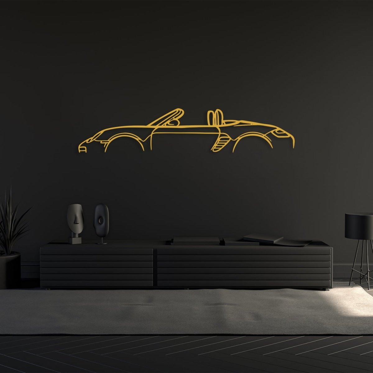 987 Boxster Metal Car Silhouette for Wall - BrossHome Metal Wall Art
