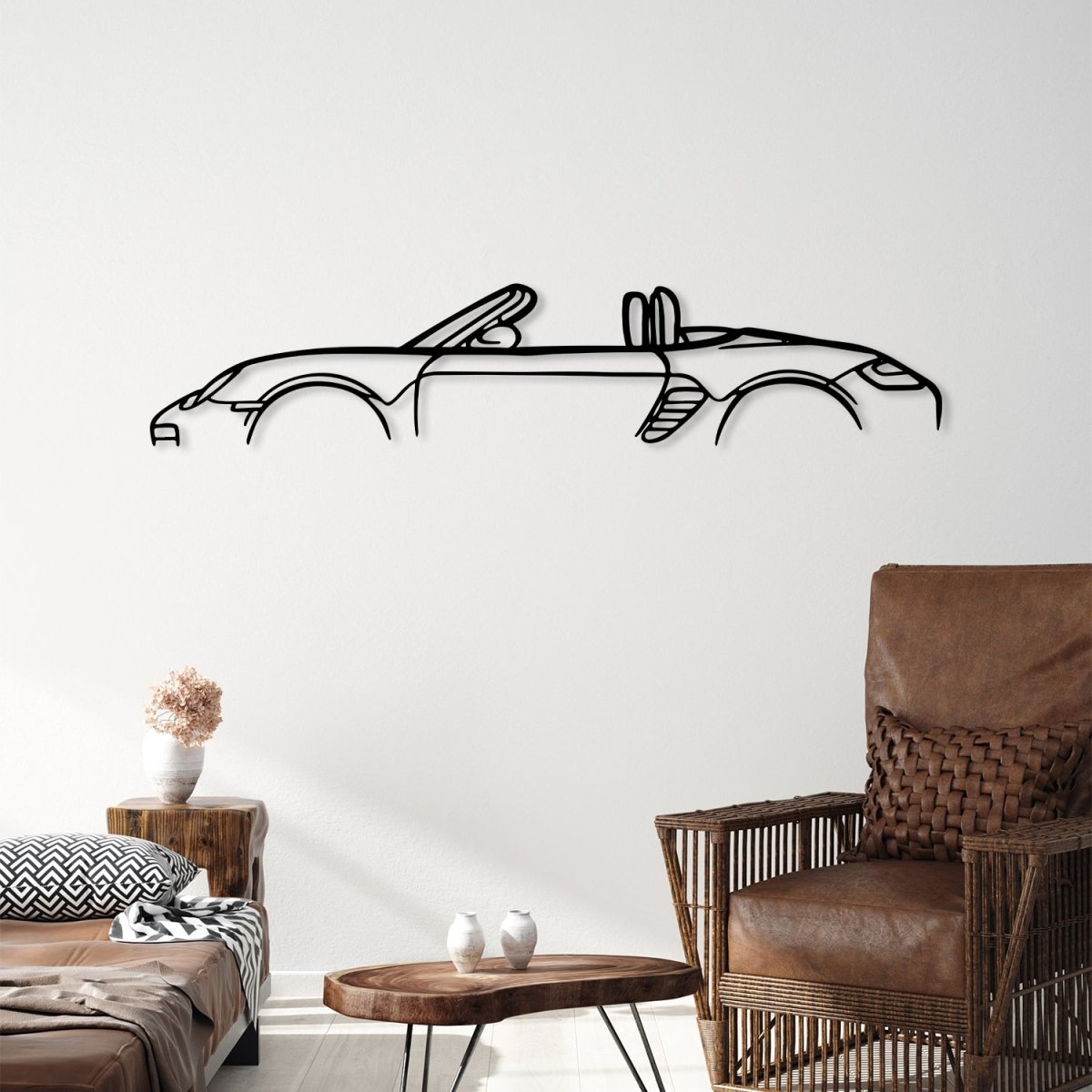 987 Boxster Metal Car Silhouette for Wall - BrossHome Metal Wall Art