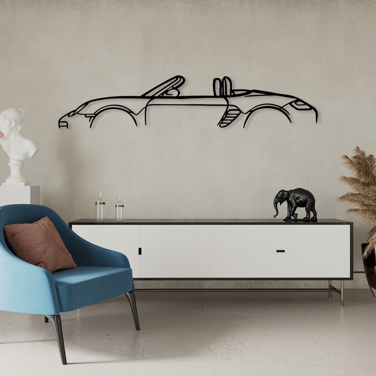 987 Boxster Metal Car Silhouette for Wall - BrossHome Metal Wall Art