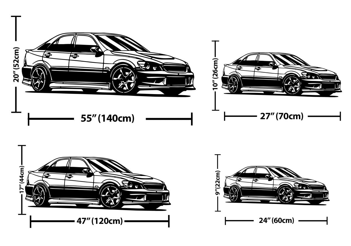 Altezza IS Car Silhouette Metal Wall Art - BrossHome Metal Wall Art
