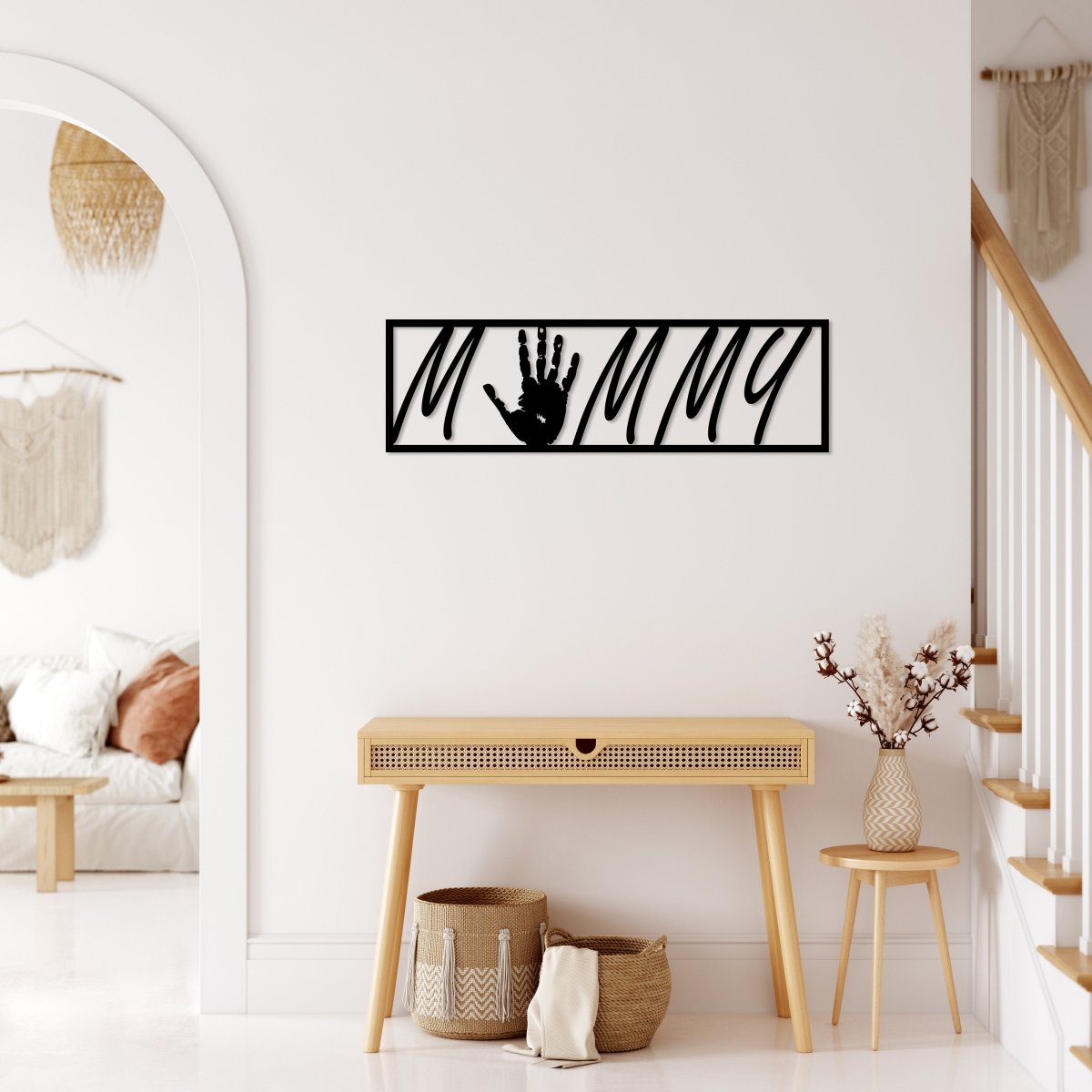 Baby Hand Print with Mommy Word Metal Wall Art - BrossHome Metal Wall Art