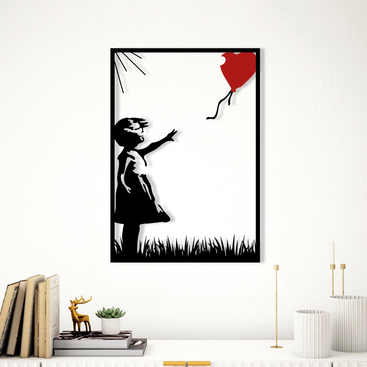 BANKSY Balloon Girl Metal Wall Art - BrossHome Metal Wall Art