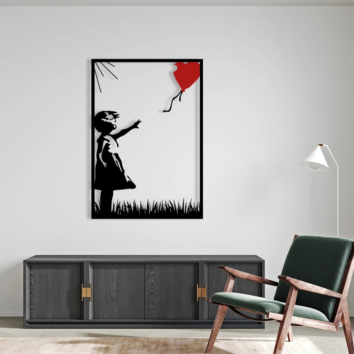BANKSY Balloon Girl Metal Wall Art - BrossHome Metal Wall Art