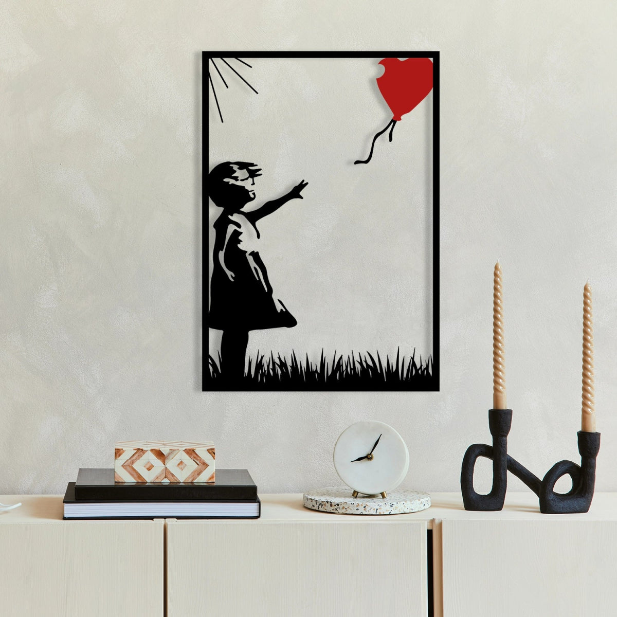 BANKSY Balloon Girl Metal Wall Art - BrossHome Metal Wall Art