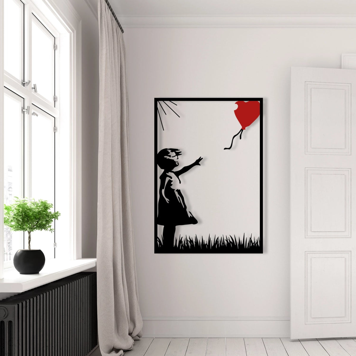 BANKSY Balloon Girl Metal Wall Art - BrossHome Metal Wall Art
