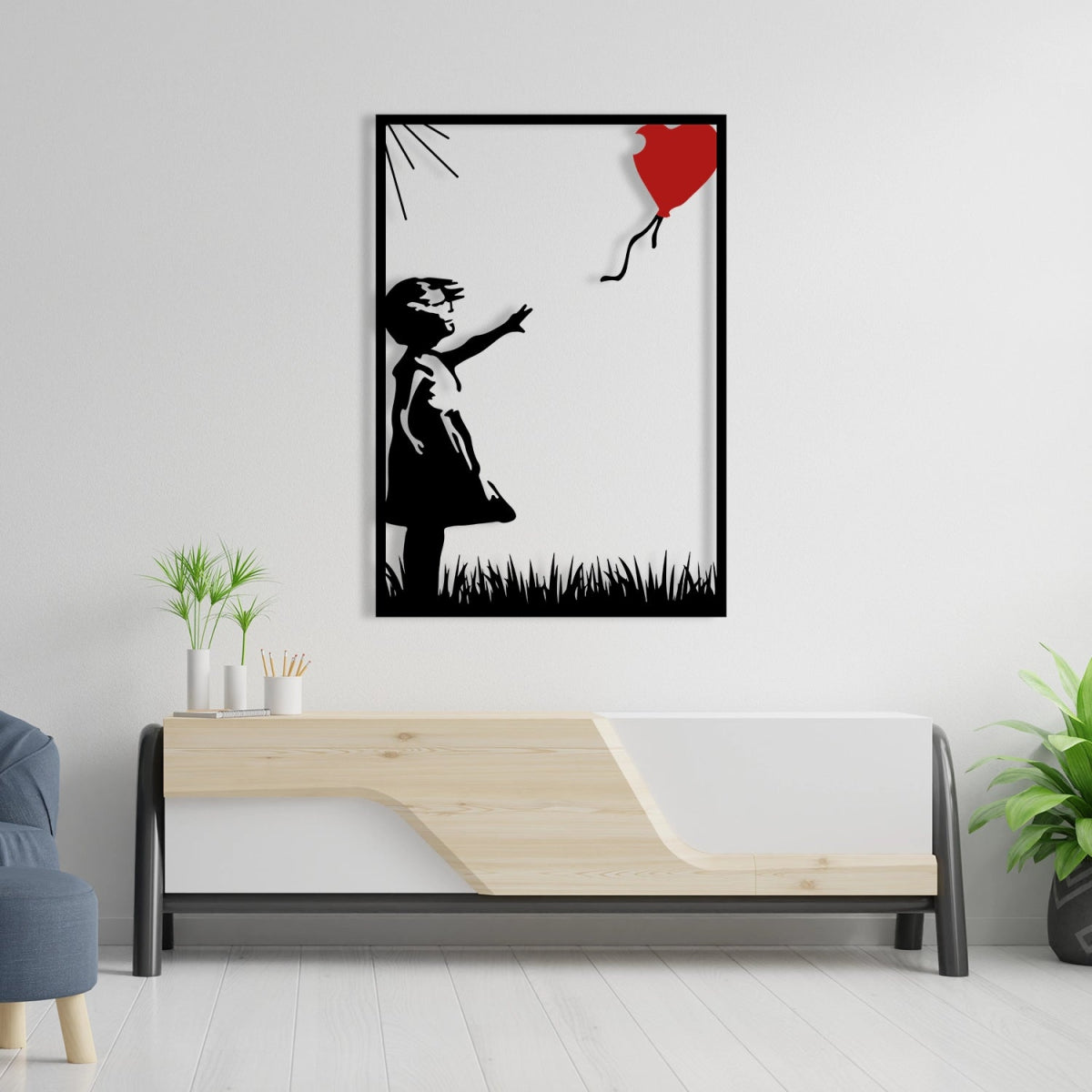 BANKSY Balloon Girl Metal Wall Art - BrossHome Metal Wall Art