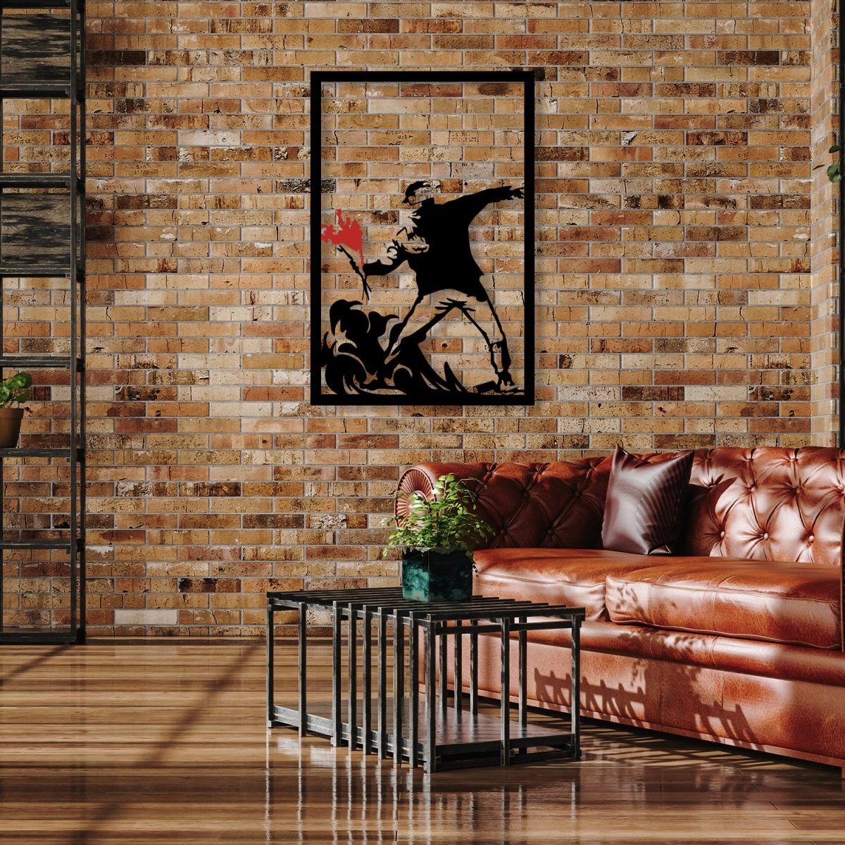 Banksy Flower Thrower Metal Wall Art - BrossHome Metal Wall Art