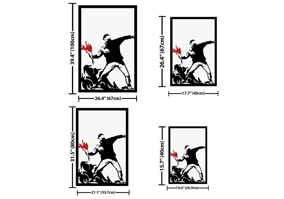 Banksy Flower Thrower Metal Wall Art - BrossHome Metal Wall Art