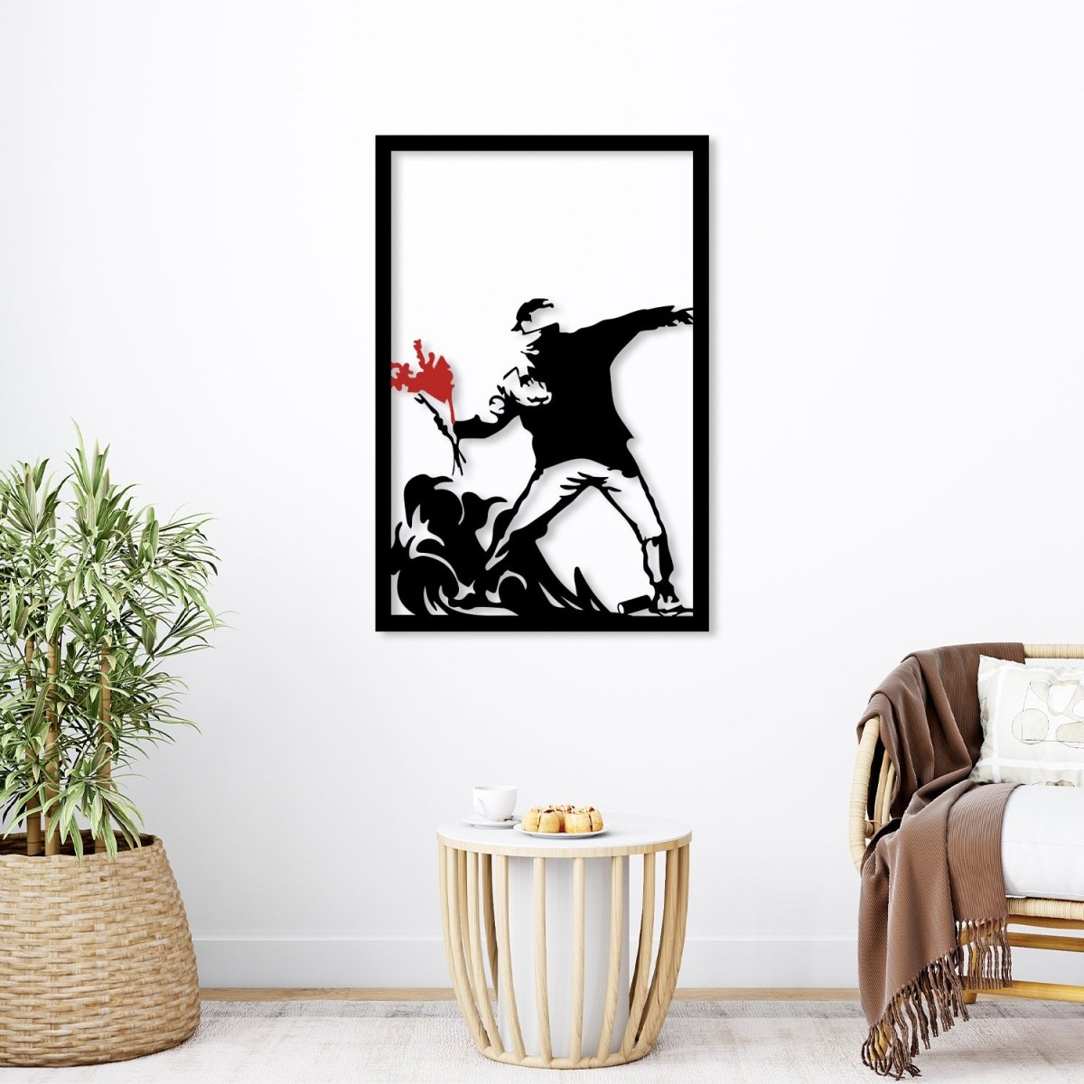 Banksy Flower Thrower Metal Wall Art - BrossHome Metal Wall Art