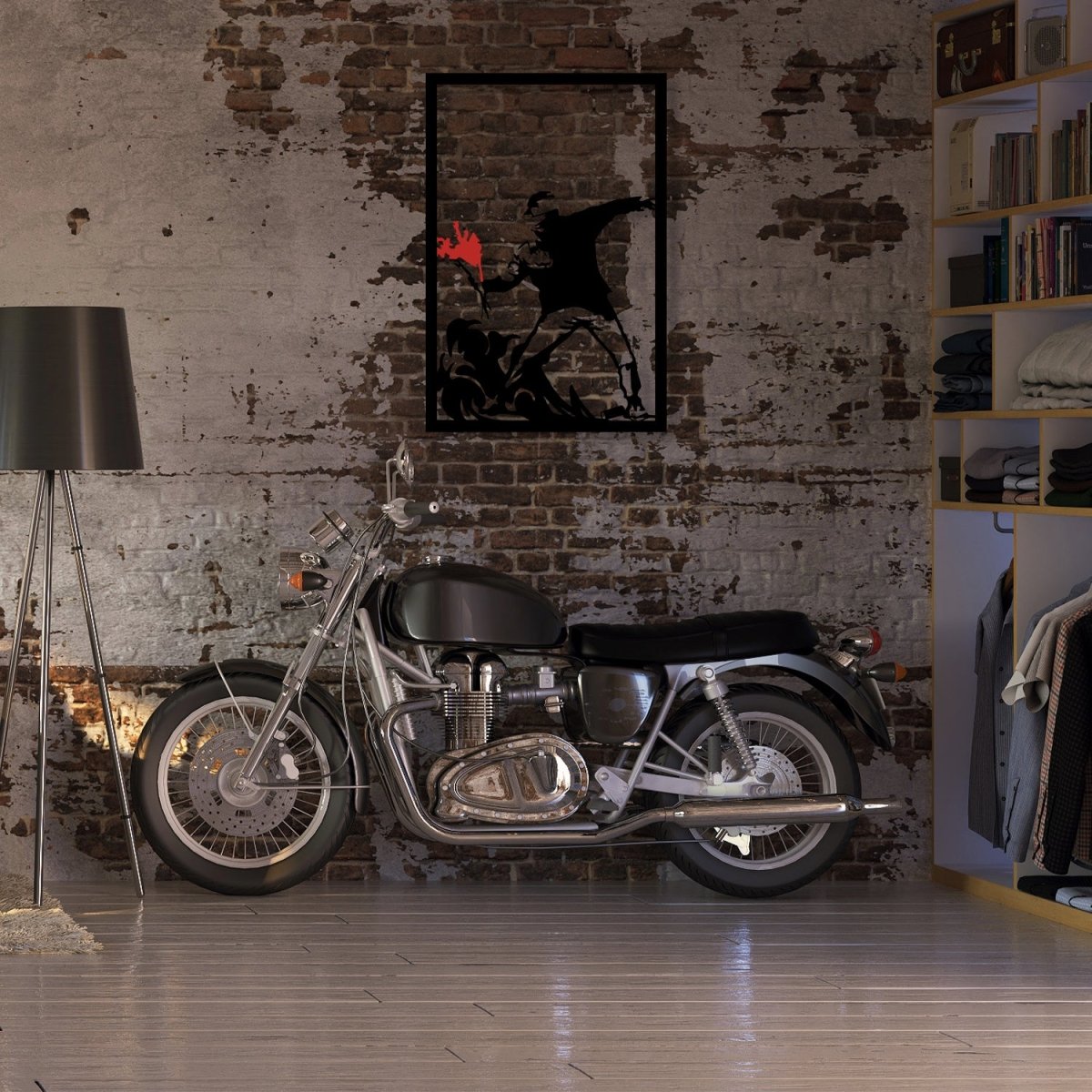 Banksy Flower Thrower Metal Wall Art - BrossHome Metal Wall Art