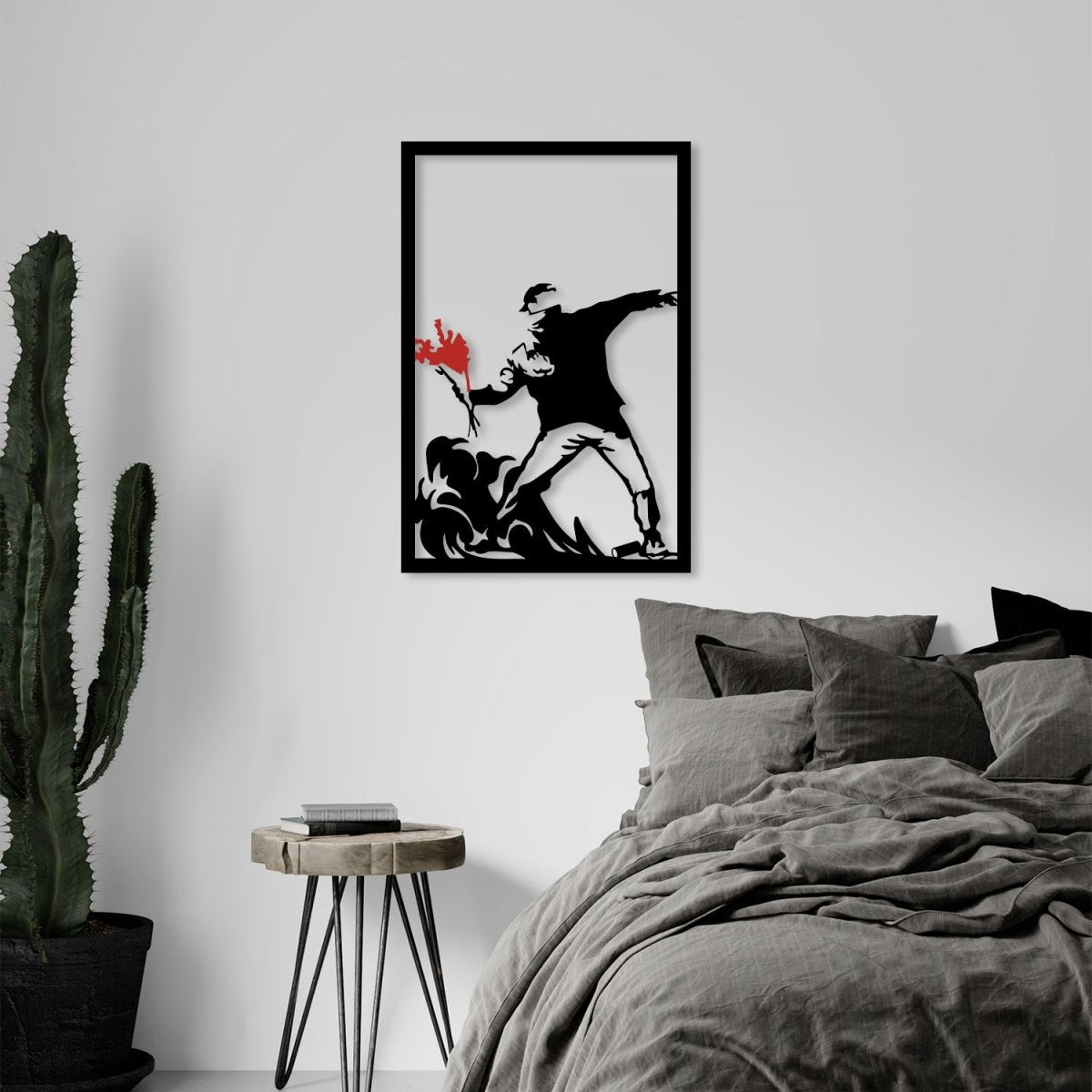 Banksy Flower Thrower Metal Wall Art - BrossHome Metal Wall Art