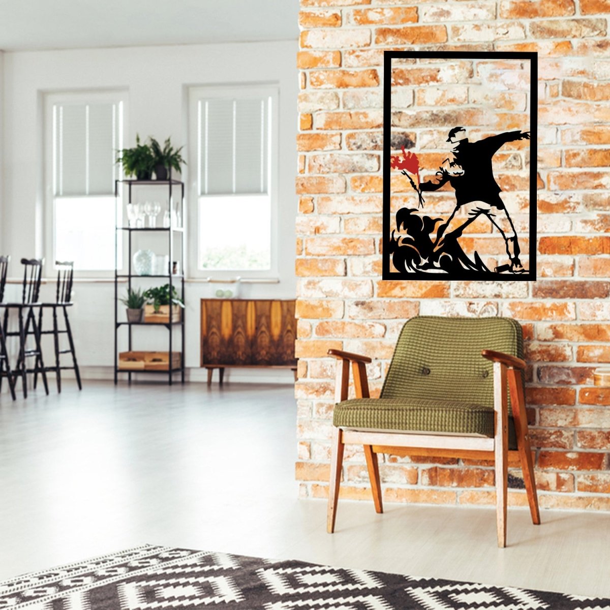 Banksy Flower Thrower Metal Wall Art - BrossHome Metal Wall Art