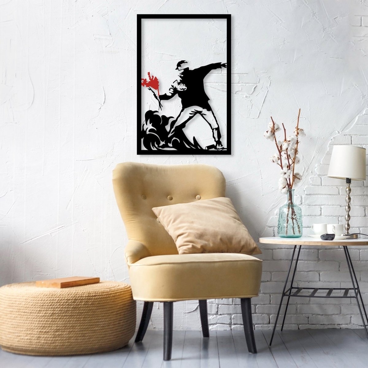 Banksy Flower Thrower Metal Wall Art - BrossHome Metal Wall Art