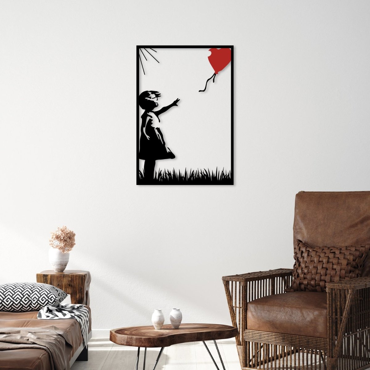 Banksy Girl with Balloon Metal Wall Art - BrossHome Metal Wall Art