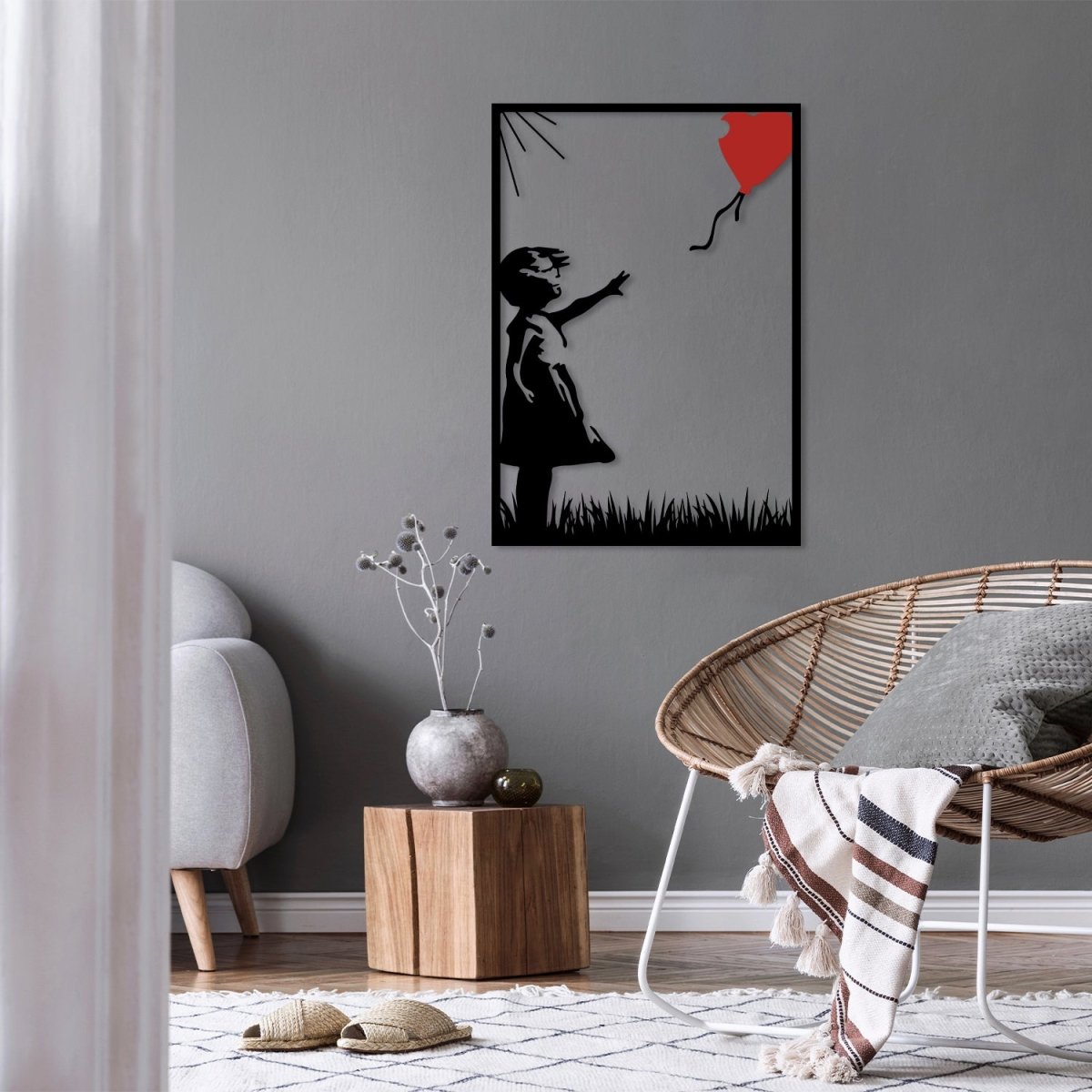 Banksy Girl with Balloon Metal Wall Art - BrossHome Metal Wall Art