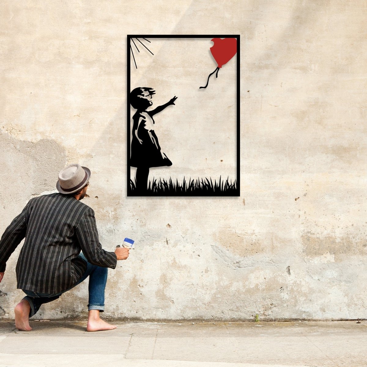 Banksy Girl with Balloon Metal Wall Art - BrossHome Metal Wall Art