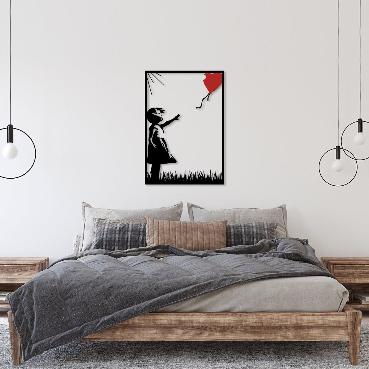 Banksy Girl with Balloon Metal Wall Art - BrossHome Metal Wall Art