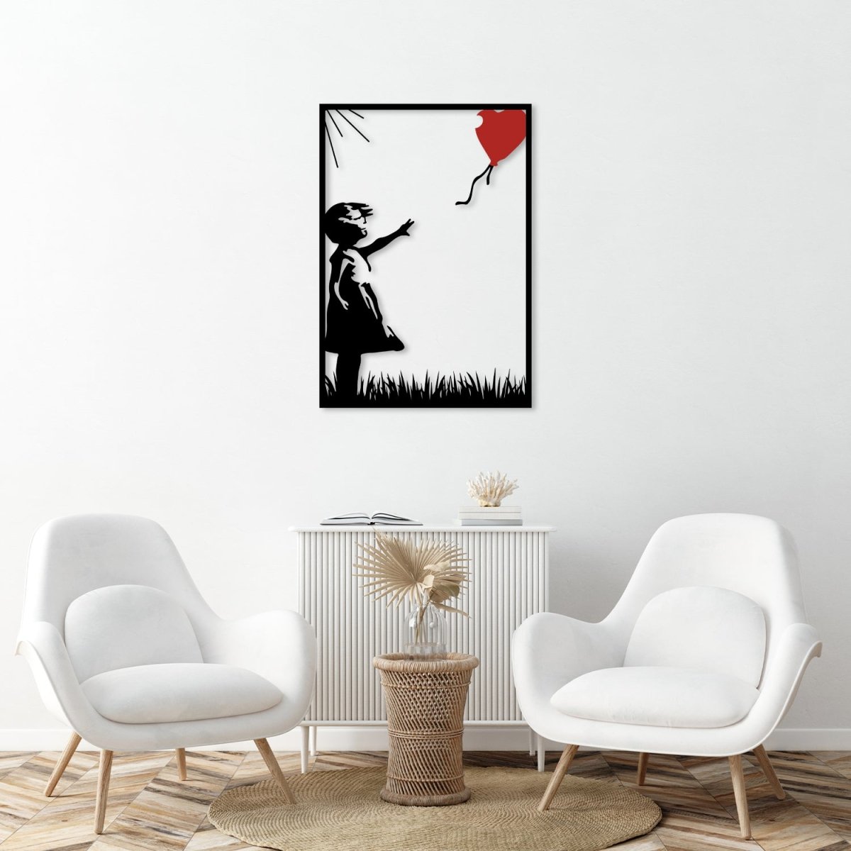 Banksy Girl with Balloon Metal Wall Art - BrossHome Metal Wall Art